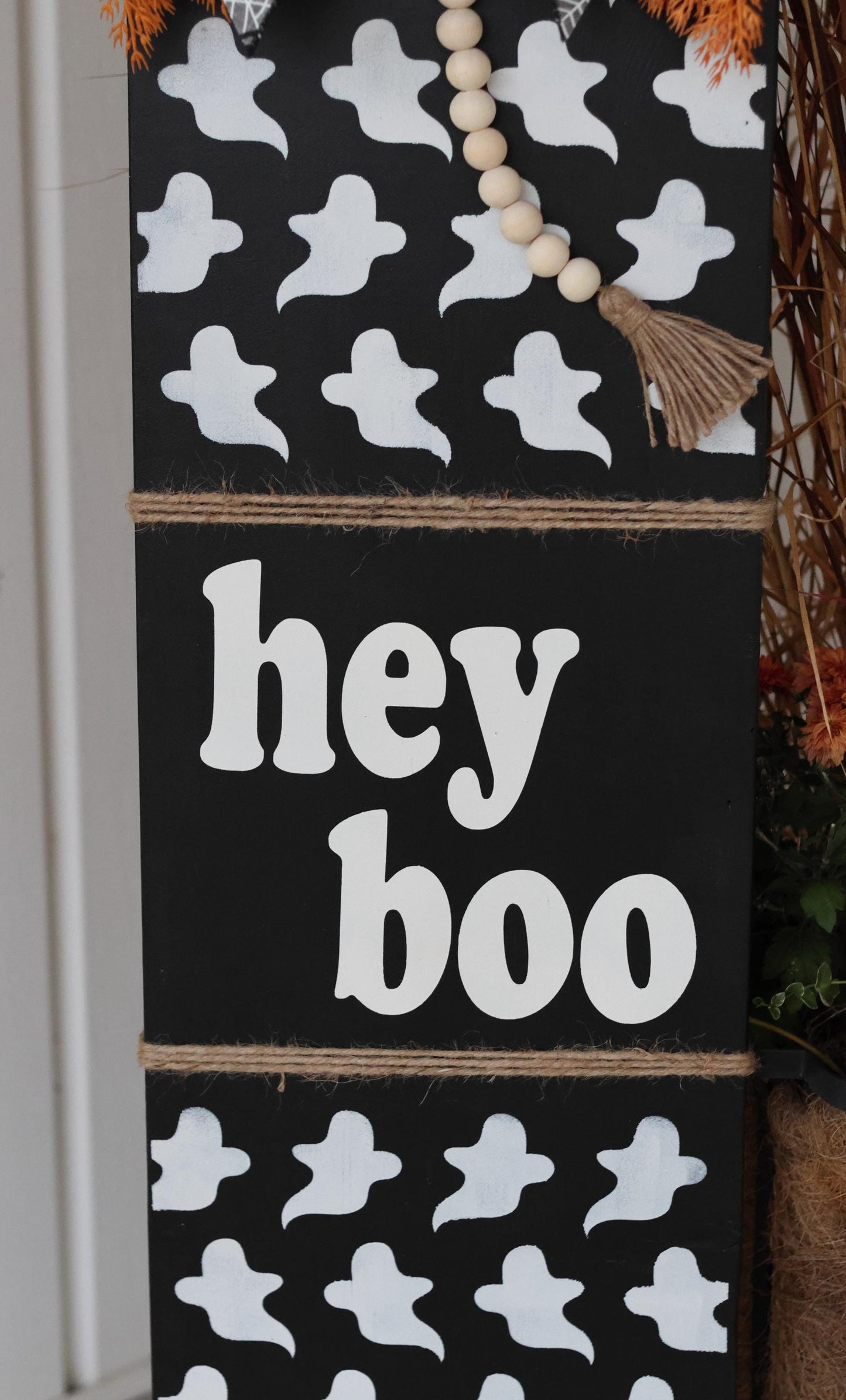 Rustic Halloween Hey Boo Porch Leaner