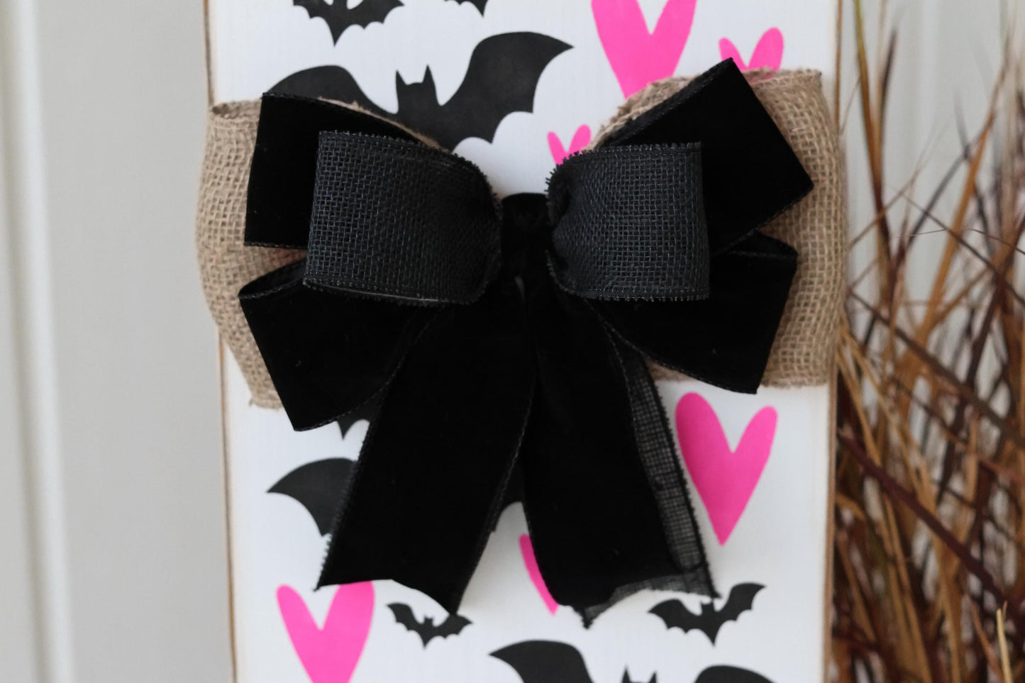 Happy Halloween Bat and Heart Porch Leaner Sign