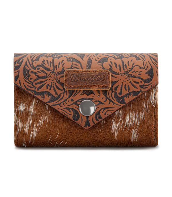-Wrangler Tooled Cowhide Card Holder
