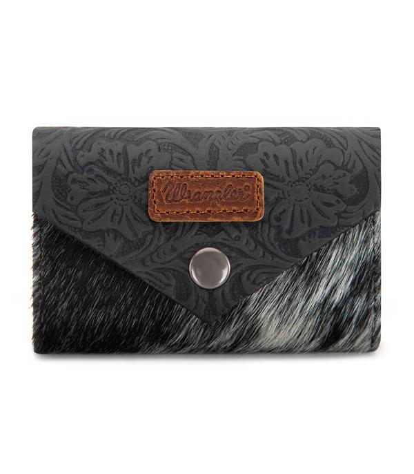 -Wrangler Tooled Cowhide Card Holder