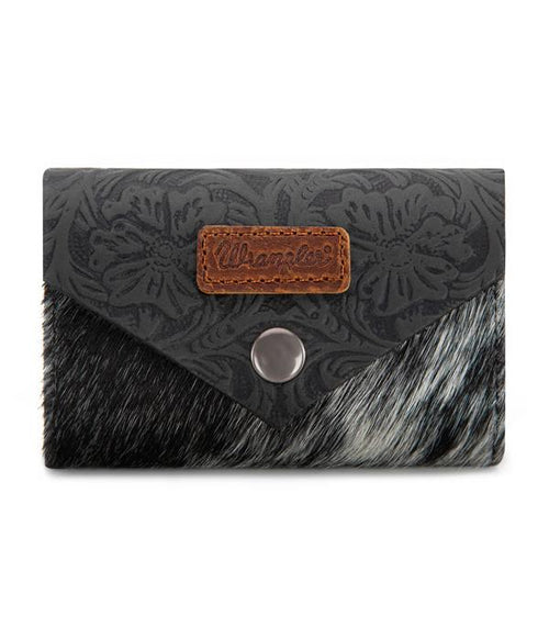 -Wrangler Tooled Cowhide Card Holder