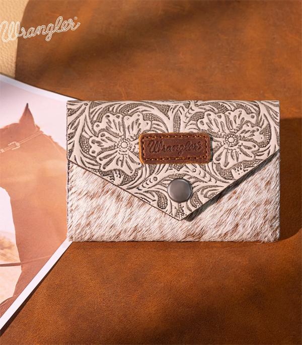 -Wrangler Tooled Cowhide Card Holder