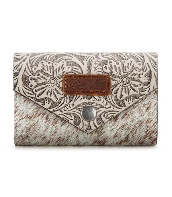 -Wrangler Tooled Cowhide Card Holder