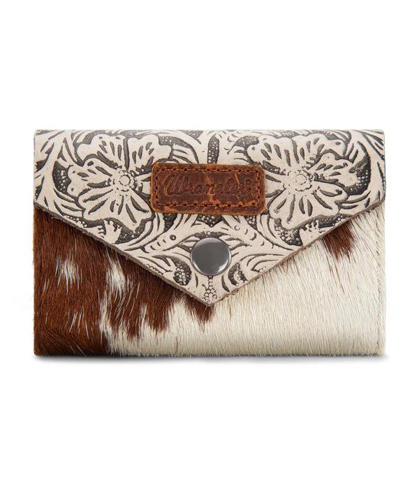 -Wrangler Tooled Cowhide Card Holder