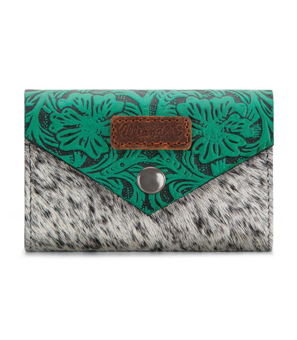 -Wrangler Tooled Cowhide Card Holder