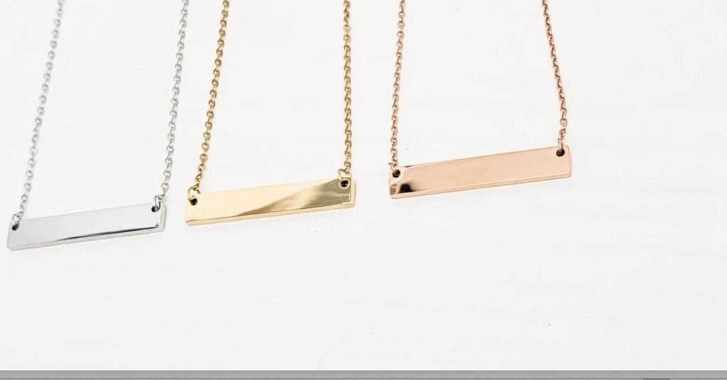 Medium Horizontal Bar Necklace (Silver, Gold, or Rose Gold)