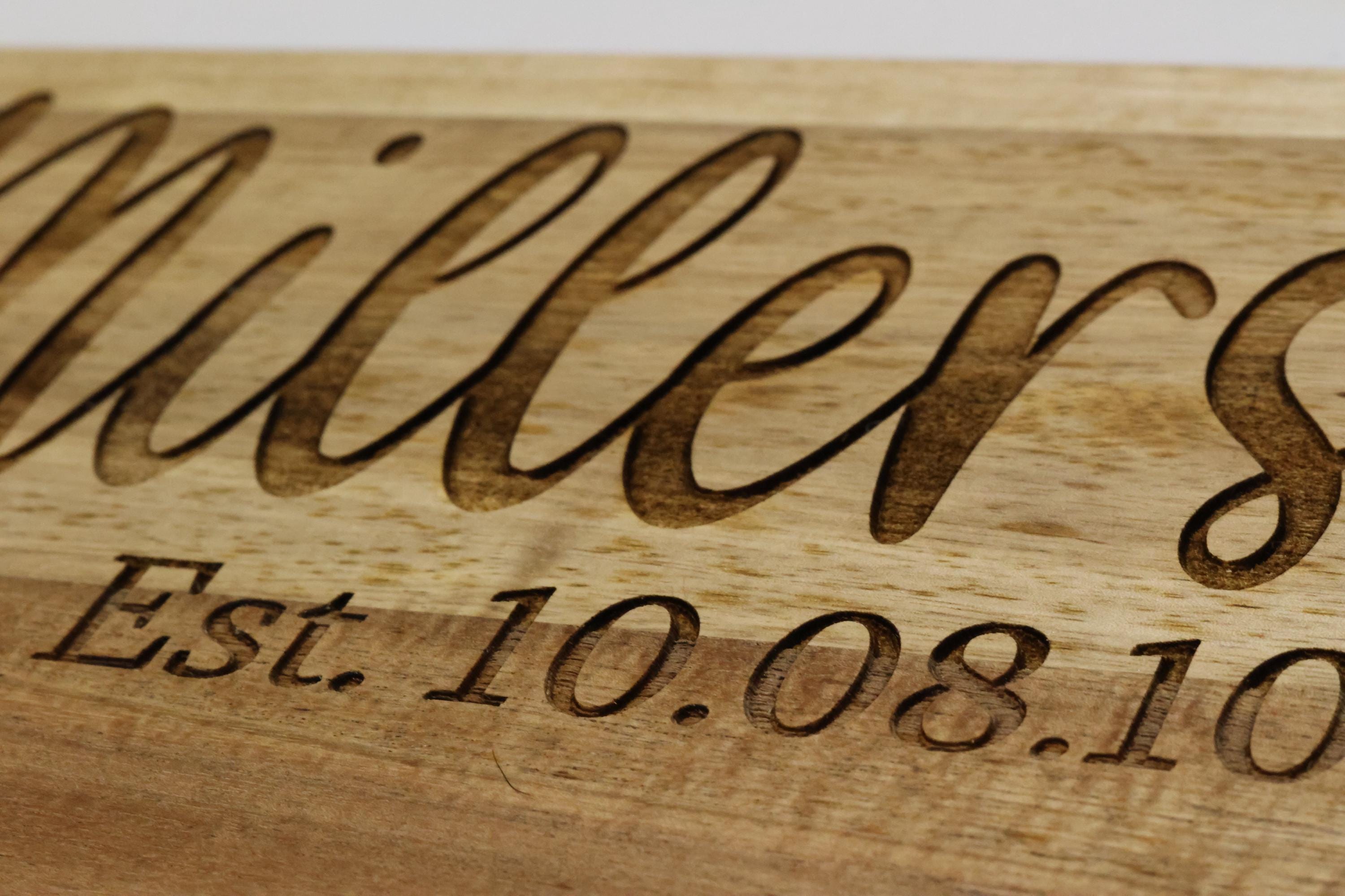 Personalized Family Name Marble and Acacia Wood Cutting Board | Custom Laser Engraved Charcuterie Board | Wedding & Anniversary Gift