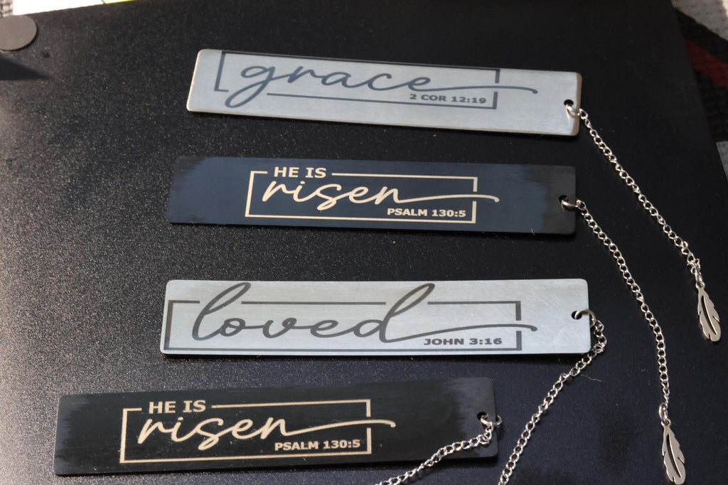 Custom Engraved Stainless Keychains and Bookmarkers