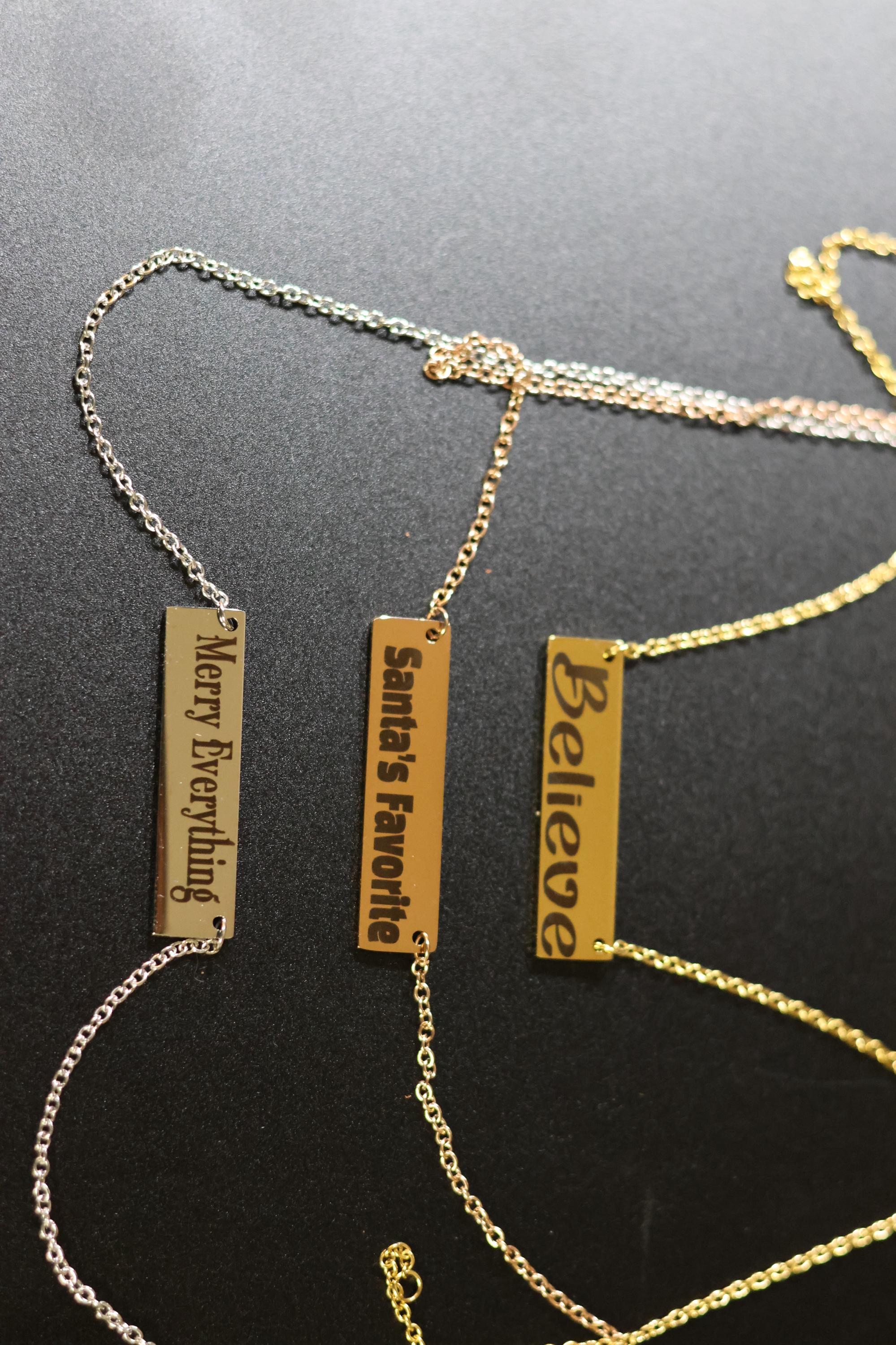 Medium Horizontal Bar Necklace (Silver, Gold, or Rose Gold)