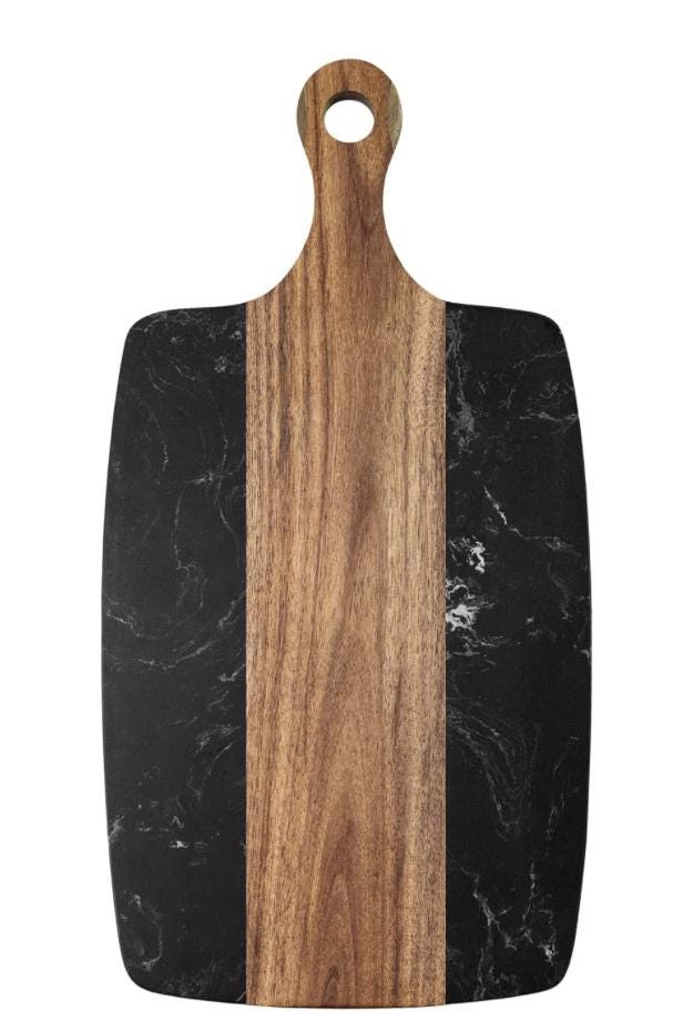 Personalized Family Name Marble and Acacia Wood Cutting Board | Custom Laser Engraved Charcuterie Board | Wedding & Anniversary Gift