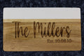 Personalized Family Name Marble and Acacia Wood Cutting Board | Custom Laser Engraved Charcuterie Board | Wedding & Anniversary Gift