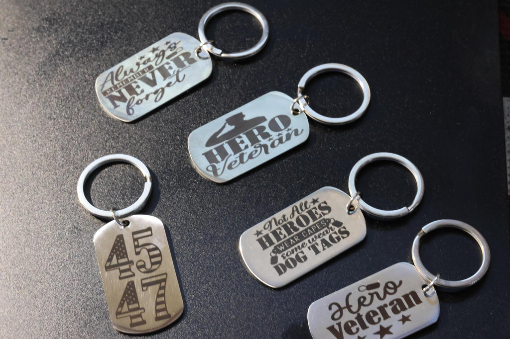 Custom Engraved Stainless Keychains and Bookmarkers