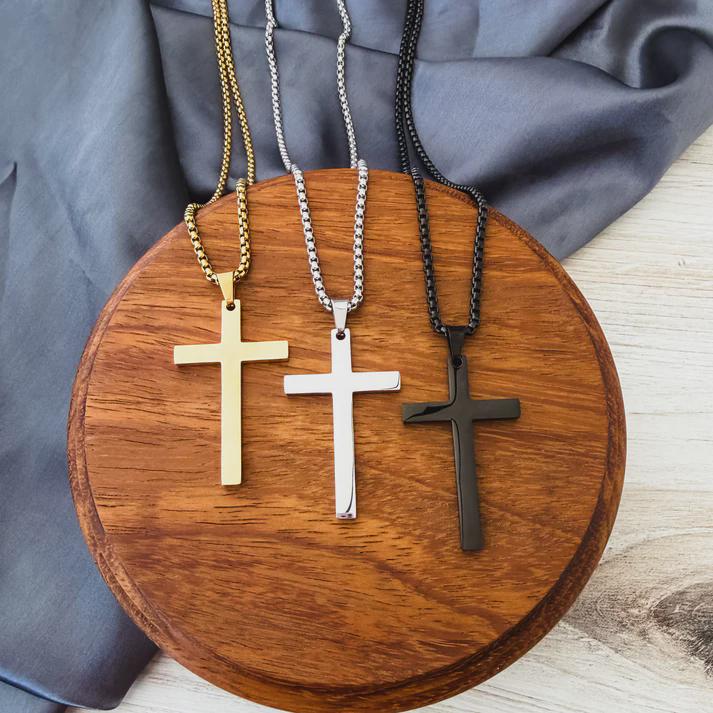 Personalized Laser Engraved Cross Necklace  Custom Christian Jewelry  Men's or Women's Pendant  Gift for Him or Her