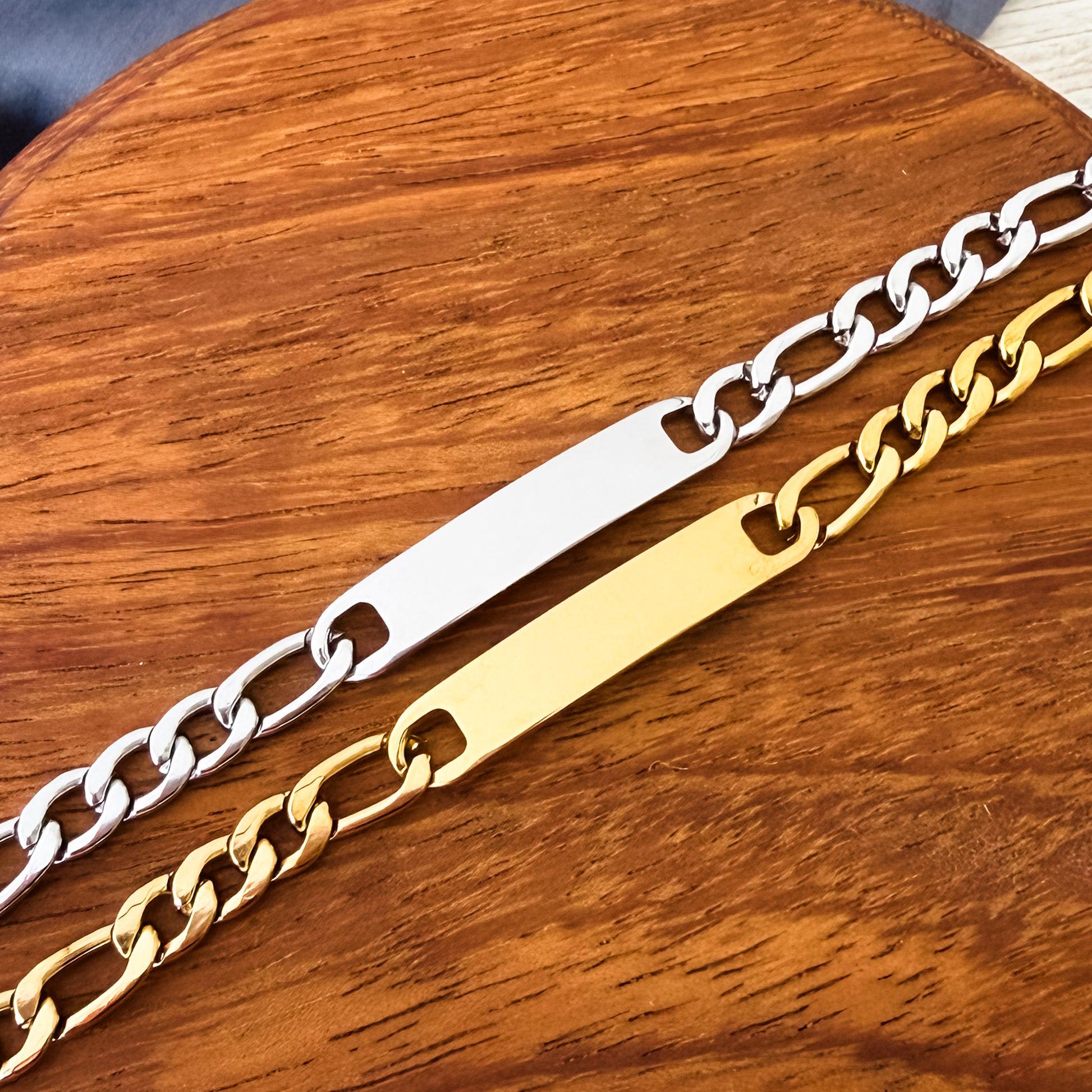 Personalized Laser Engraved Link Bracelet  Custom Stainless Steel Jewelry  Men's or Women's Bracelet  Gift for Him or Her