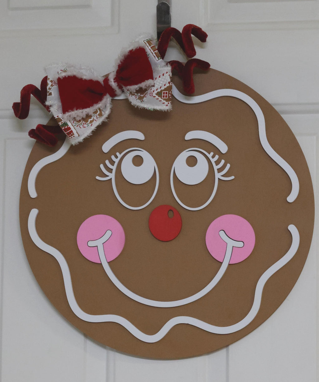 Gingerbread Girl Door Hanger  Christmas Front Door Décor  Holiday Wall Sign