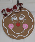 Gingerbread Girl Door Hanger  Christmas Front Door Décor  Holiday Wall Sign