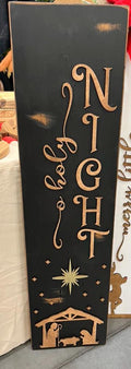 O Holy Night Porch Leaner  Nativity Christmas Porch Sign  Rustic Holiday Outdoor Decor