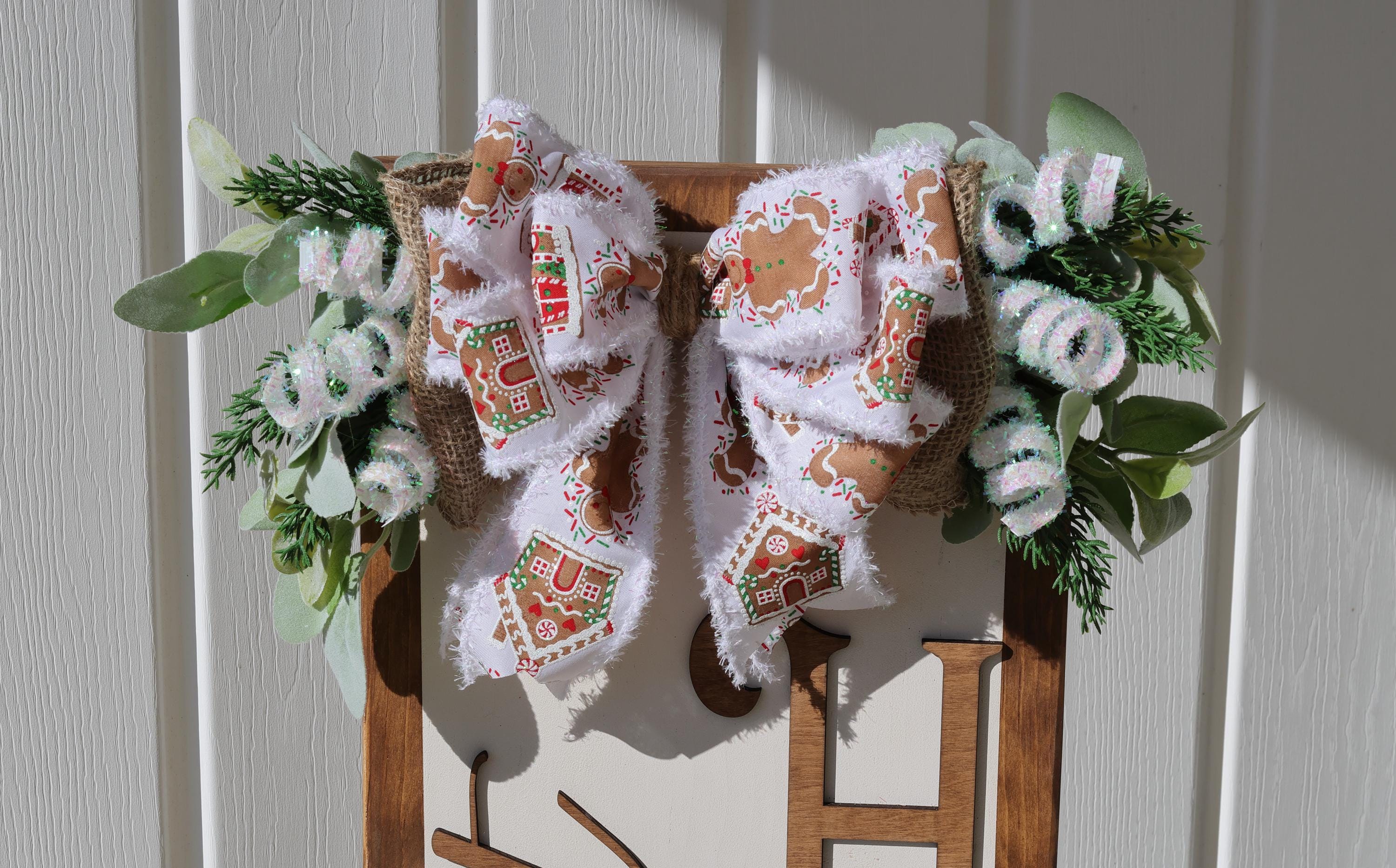 Home Sweet Home Christmas Porch Leaner  Gingerbread House Sign