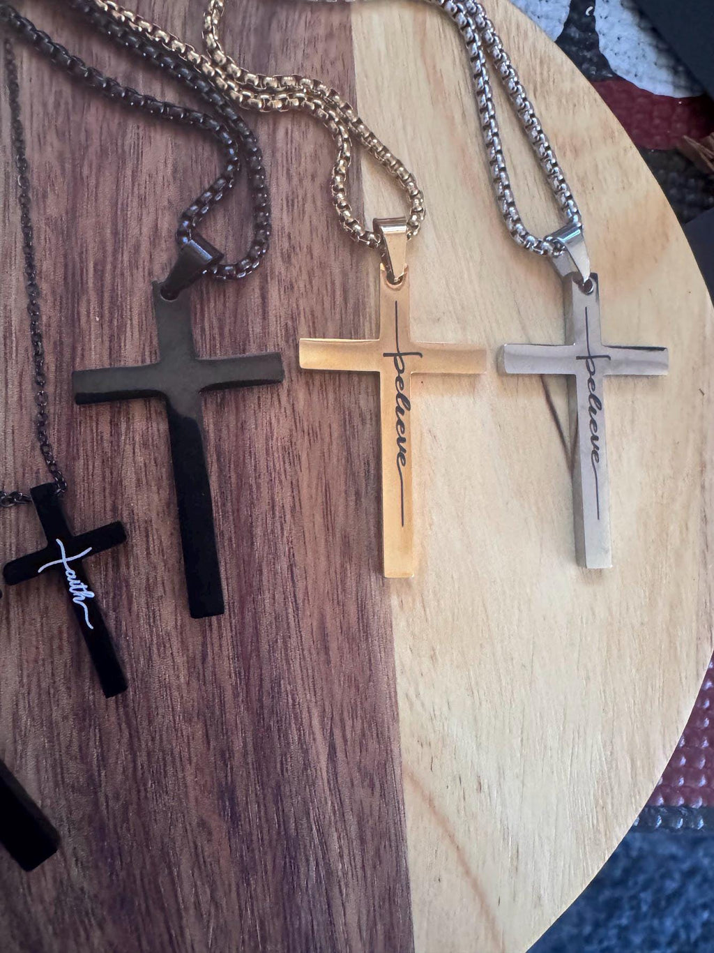 Personalized Laser Engraved Cross Necklace  Custom Christian Jewelry  Men's or Women's Pendant  Gift for Him or Her