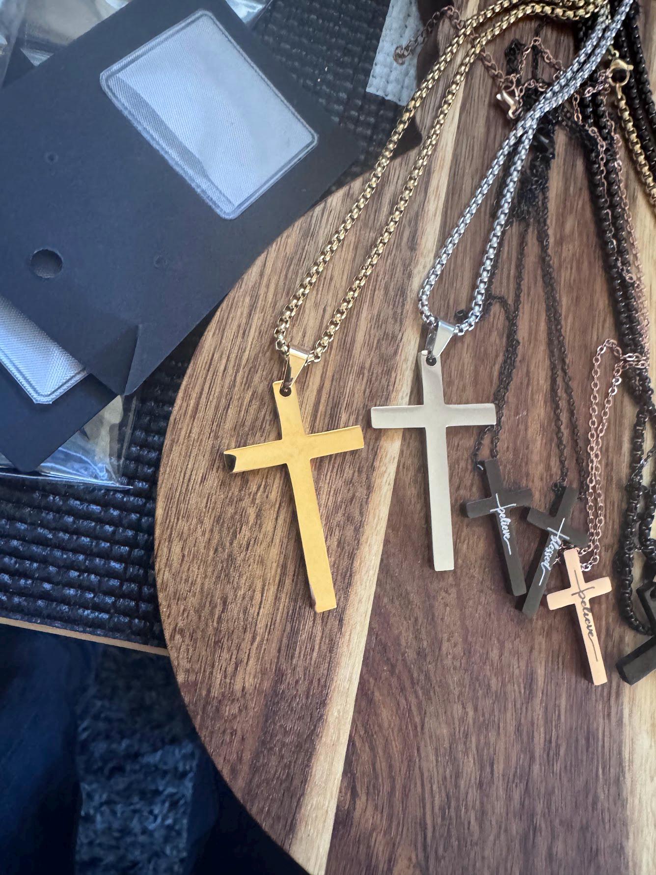 Personalized Laser Engraved Cross Necklace  Custom Christian Jewelry  Men's or Women's Pendant  Gift for Him or Her