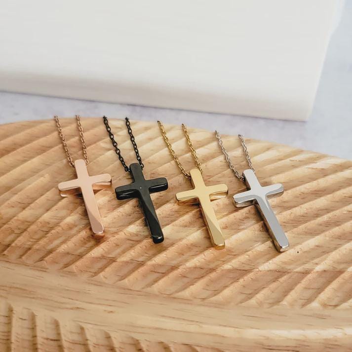 Personalized Laser Engraved Cross Necklace  Custom Christian Jewelry  Men's or Women's Pendant  Gift for Him or Her