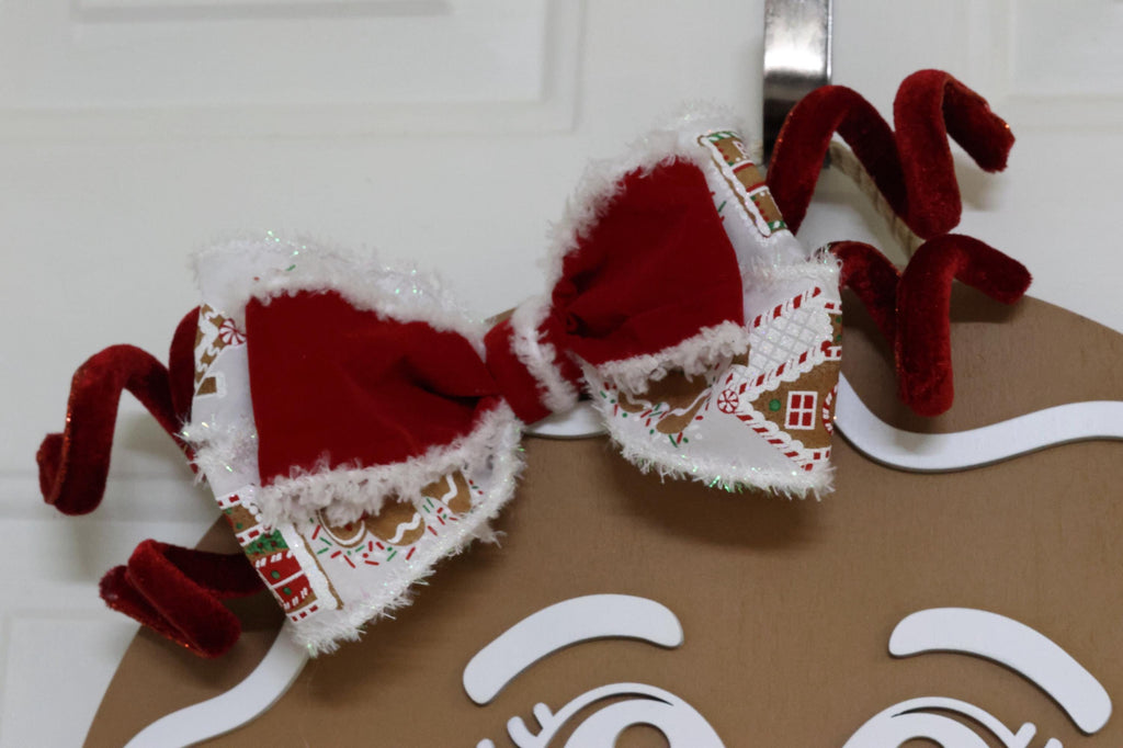 Gingerbread Girl Door Hanger  Christmas Front Door Décor  Holiday Wall Sign
