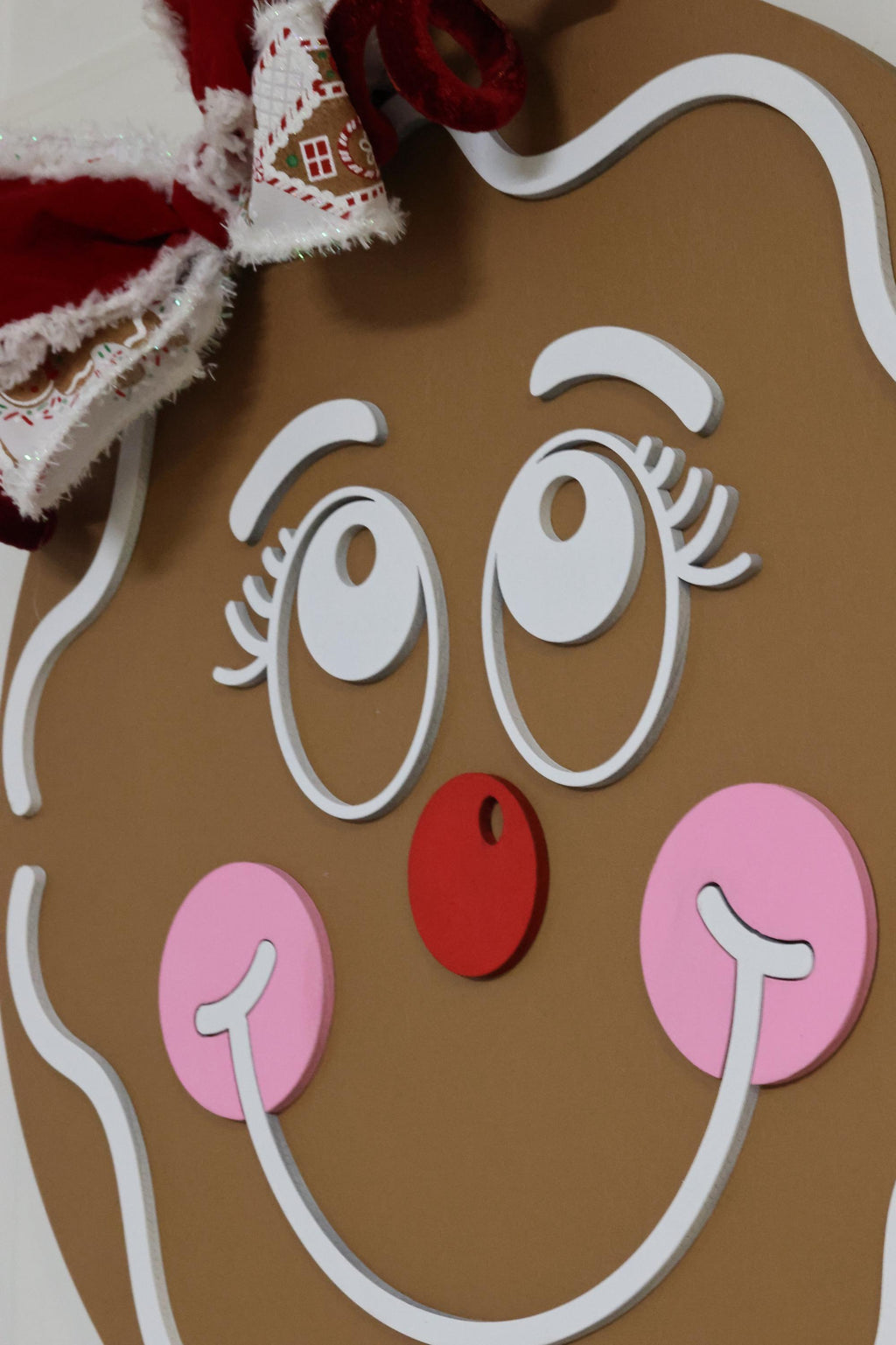 Gingerbread Girl Door Hanger  Christmas Front Door Décor  Holiday Wall Sign