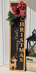 Merry Little Christmas Porch Leaner  Rustic Reindeer Christmas Sign  Farmhouse Holiday Front Porch Decor
