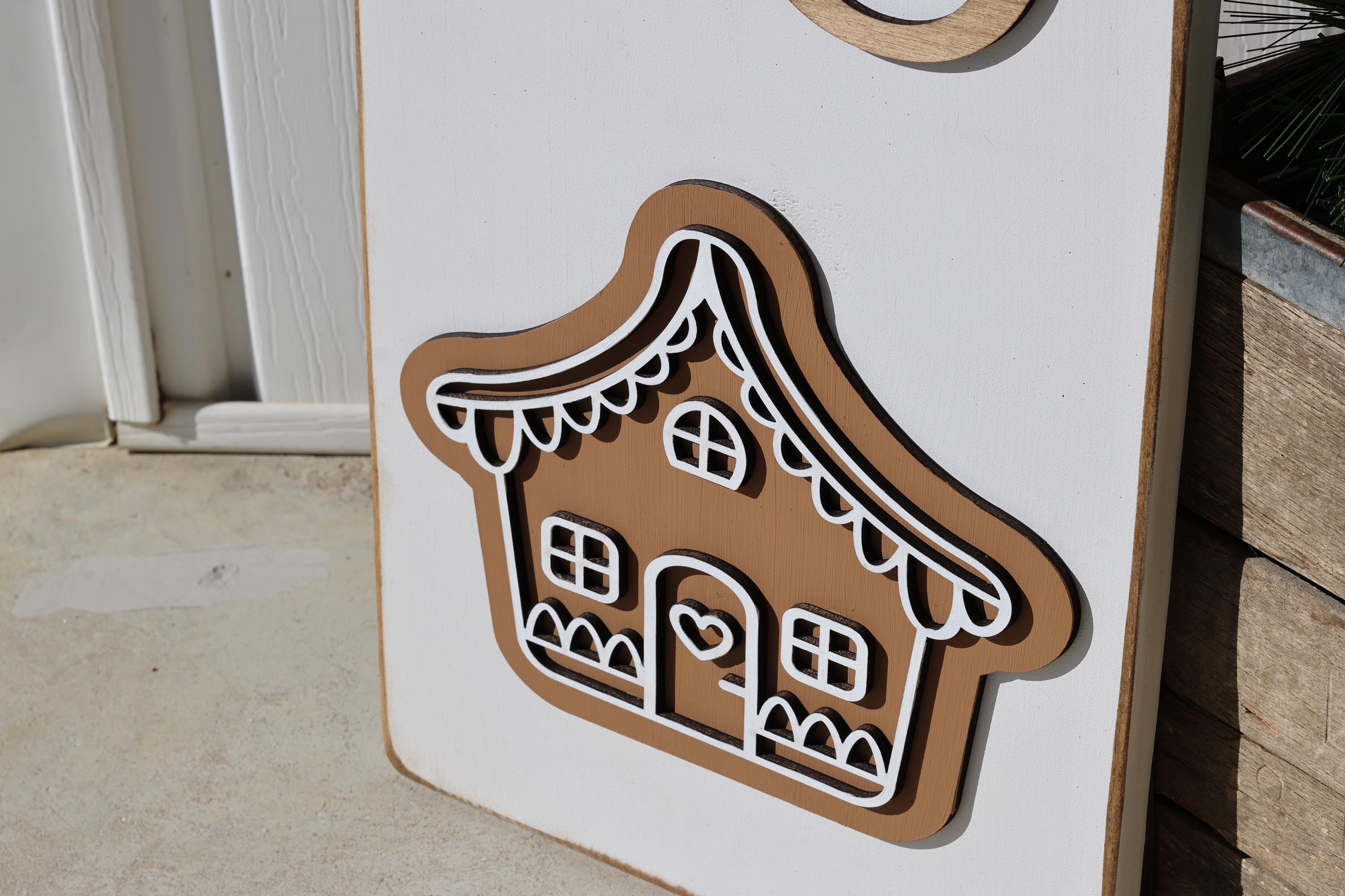 Home Sweet Home Christmas Porch Leaner  Gingerbread House Sign